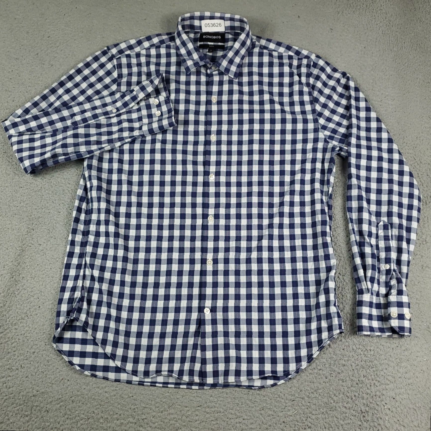 Bonobos Bonobos Shirt Men's Large Blue Plaid Slim Fit Button-Up Long Sleeve Cotton Mens Size US L / EU 52-54 / 3 - 2 Thumbnail