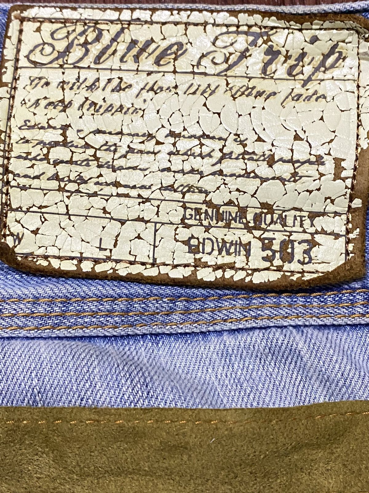 Japanese Brand Vintage Edwin 503 Blue Faded Wash Distressed Loose Jeans Size US 32 / EU 48 - 11 Thumbnail
