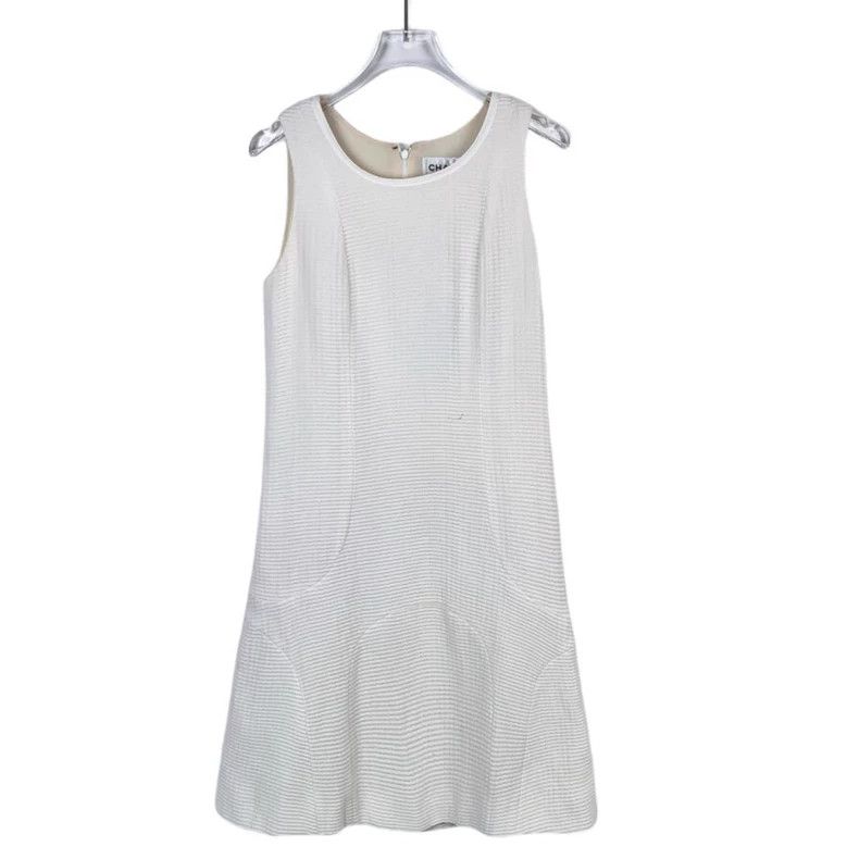 Chanel Chanel Sleeveless Cream Cotton Silk Dress-dmc Size S / US 4 / IT 40 - 1 Thumbnail