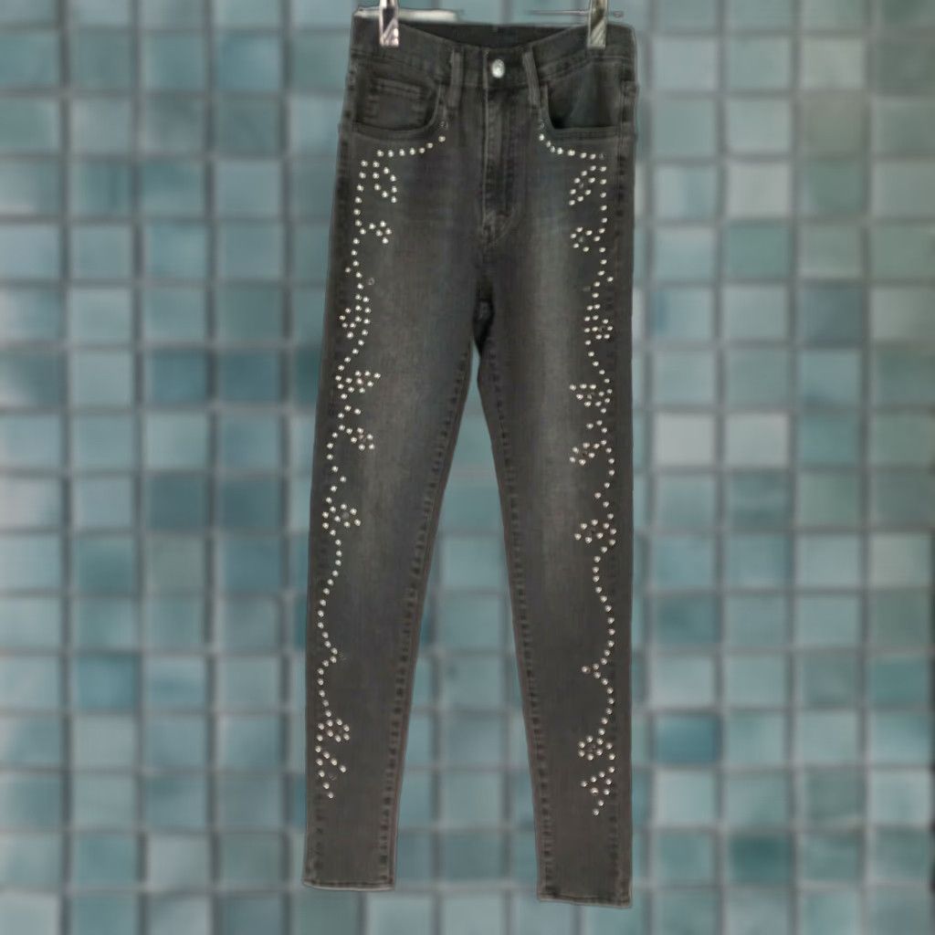 Levi's VINTAGE Levi's Jeans Rocker Studded Grey Skinny 24X28 Women’s 12 Junior Size Gray Levi's Womens Jeans Studded Rocker 90s Size 24" / US 00 / IT 34 - 1 Thumbnail