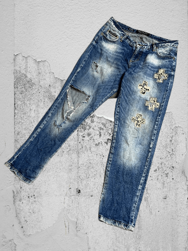 Japanese Brand × Vintage Vintage Japan Y2K Style stacked flared Distressed Camo Jeans Size US 28 / EU 44 - 1 Thumbnail