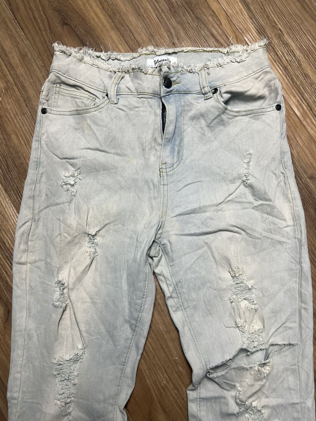 Beauty Beast Groovy Distressed Light Wash Bell Bottom Flare Jeans (41) Size 26" / US 2 / IT 38 - 3 Thumbnail