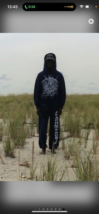 Spider Worldwide Sp5der Navy Phobia NY Hoodie Size S | Grailed