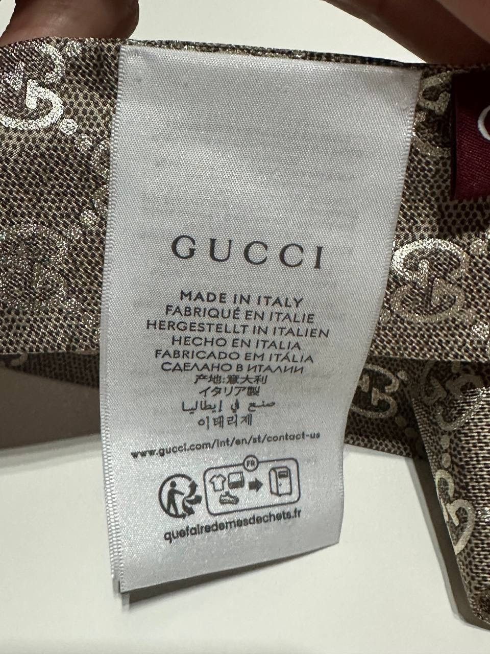 Gucci Gucci Silk Scarf Bandeau Monogram GG Brown New 100% Auth Size ONE SIZE - 13 Thumbnail