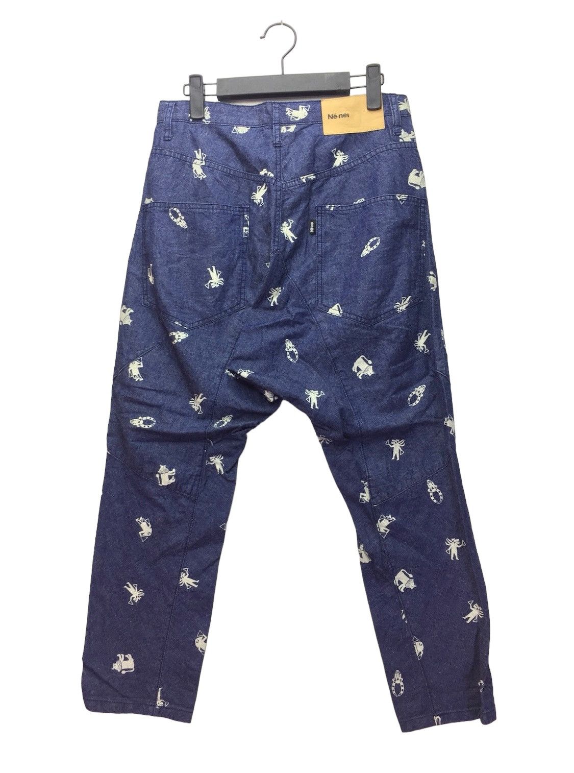 Image of Avant Garde x Issey Miyake Ne-Net Issey Miyake Low Rise Full Print Pants in Blue, Men's (Size 30)