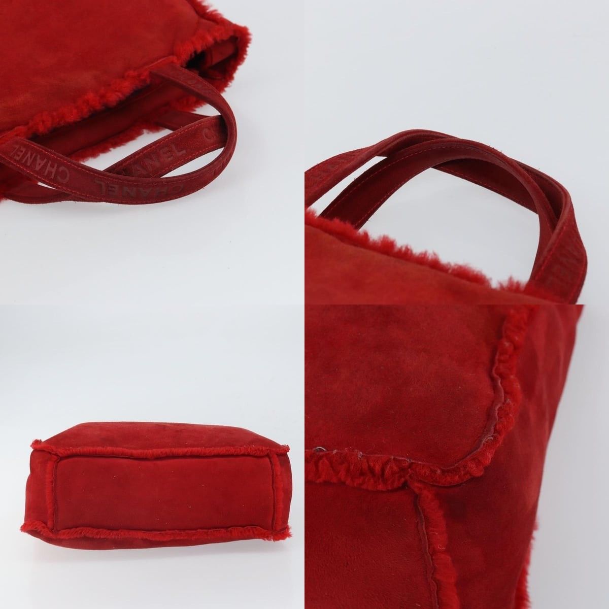 Chanel Chanel Tote Bag Suede Red CC Size ONE SIZE - 4 Thumbnail