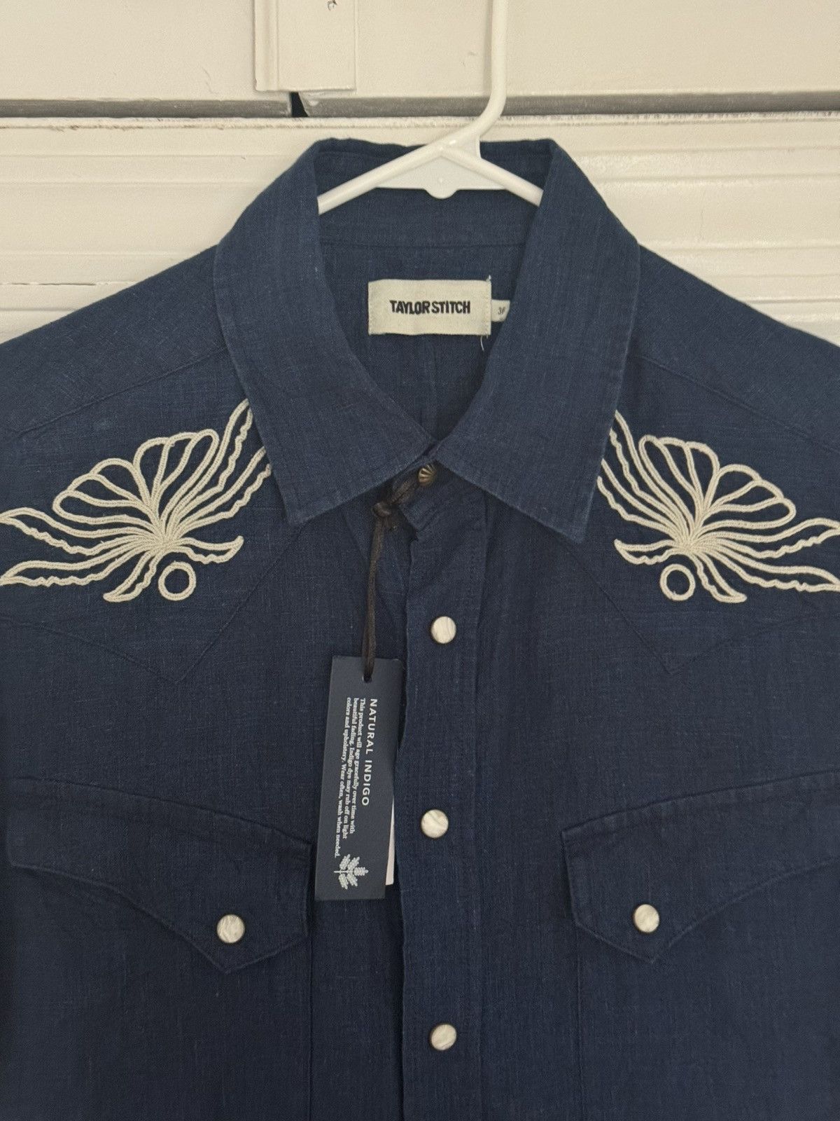 Taylor Stitch Taylor Stitch Embroidered Short Sleeve Western Indigo Linen Size US XS / EU 42 / 0 - 3 Thumbnail