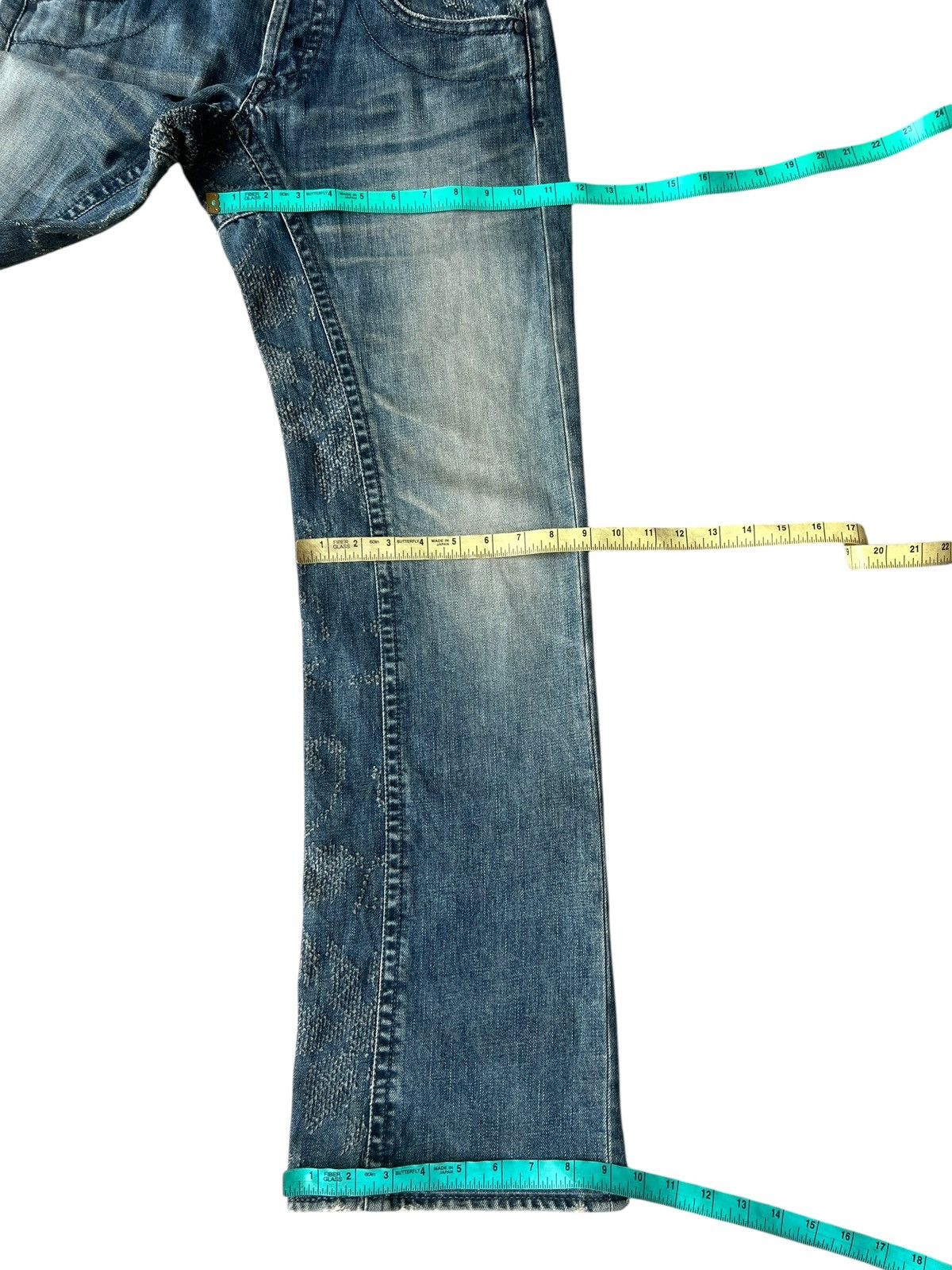 Handmade Mizra Hand Made in Japan Distressed Boro Denim Bootcut Jeans Size US 30 / EU 46 - 5 Thumbnail