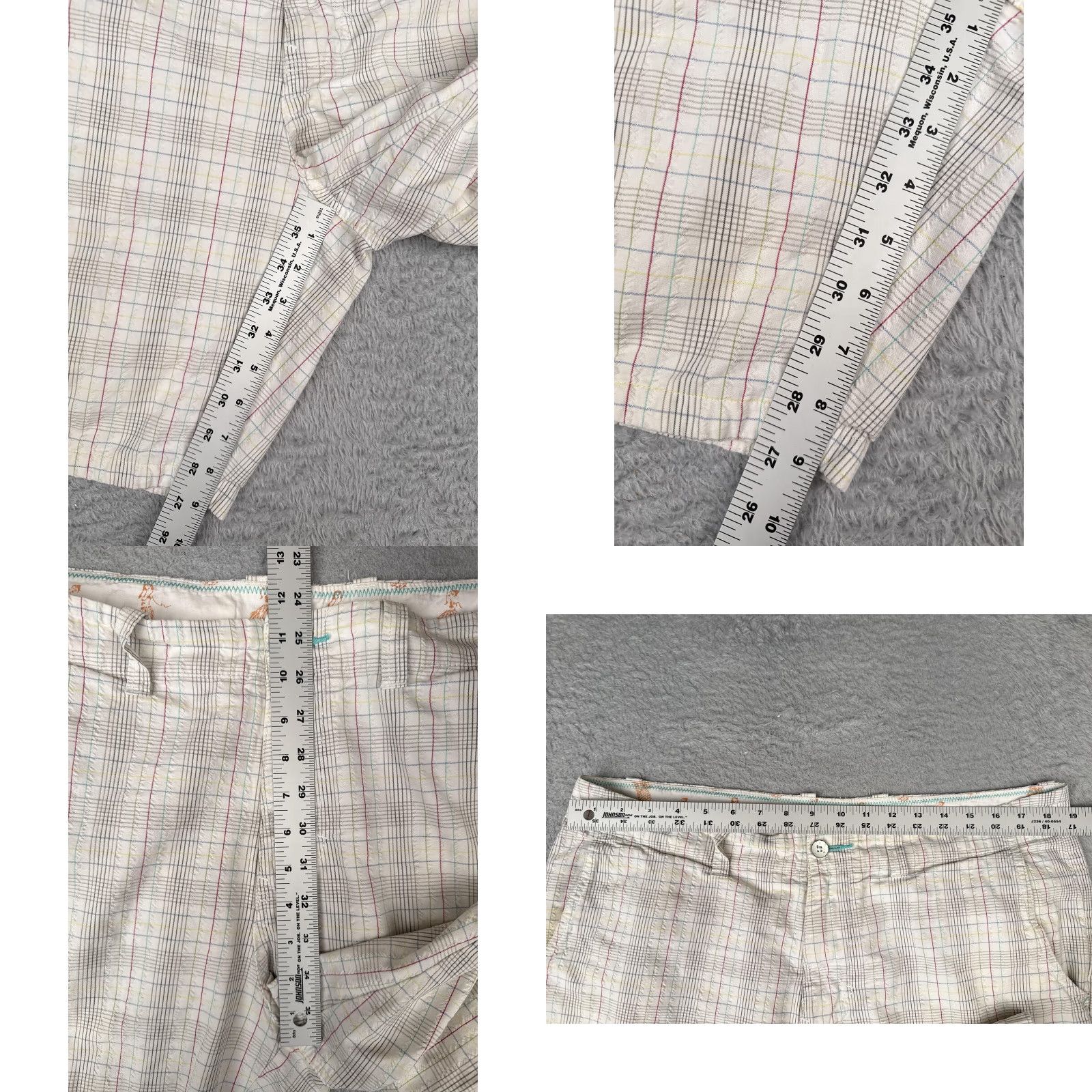 Tommy Bahama Tommy Bahama Relax Shorts Mens 36 Beige Seersucker Plaid Cotton Zip Fly Casual Size US 36 / EU 52 - 8 Thumbnail