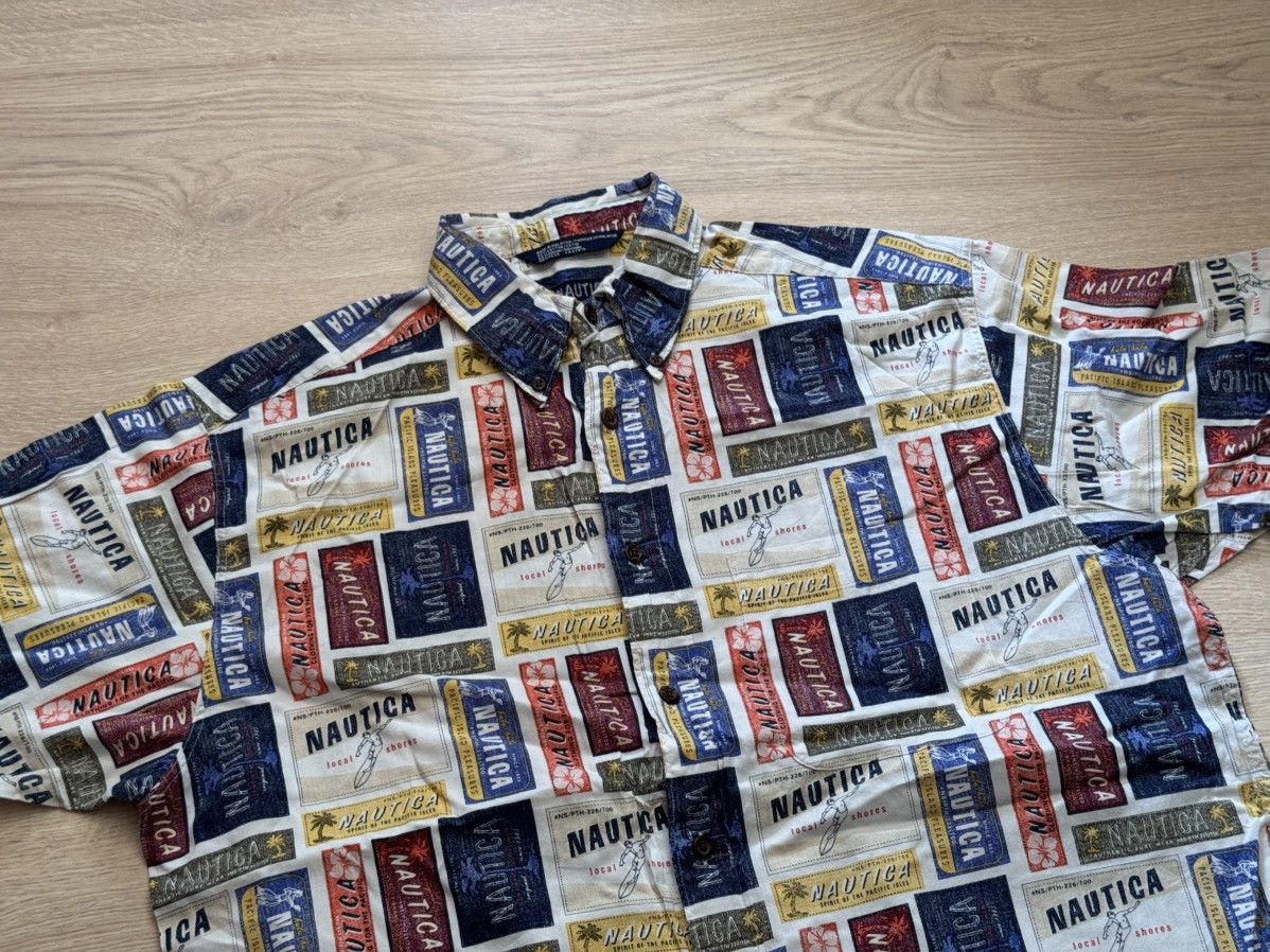 Nautica Vintage 00’s Nautica Surfing Over Print Hawaiian Shirt Size US L / EU 52-54 / 3 - 2 Thumbnail