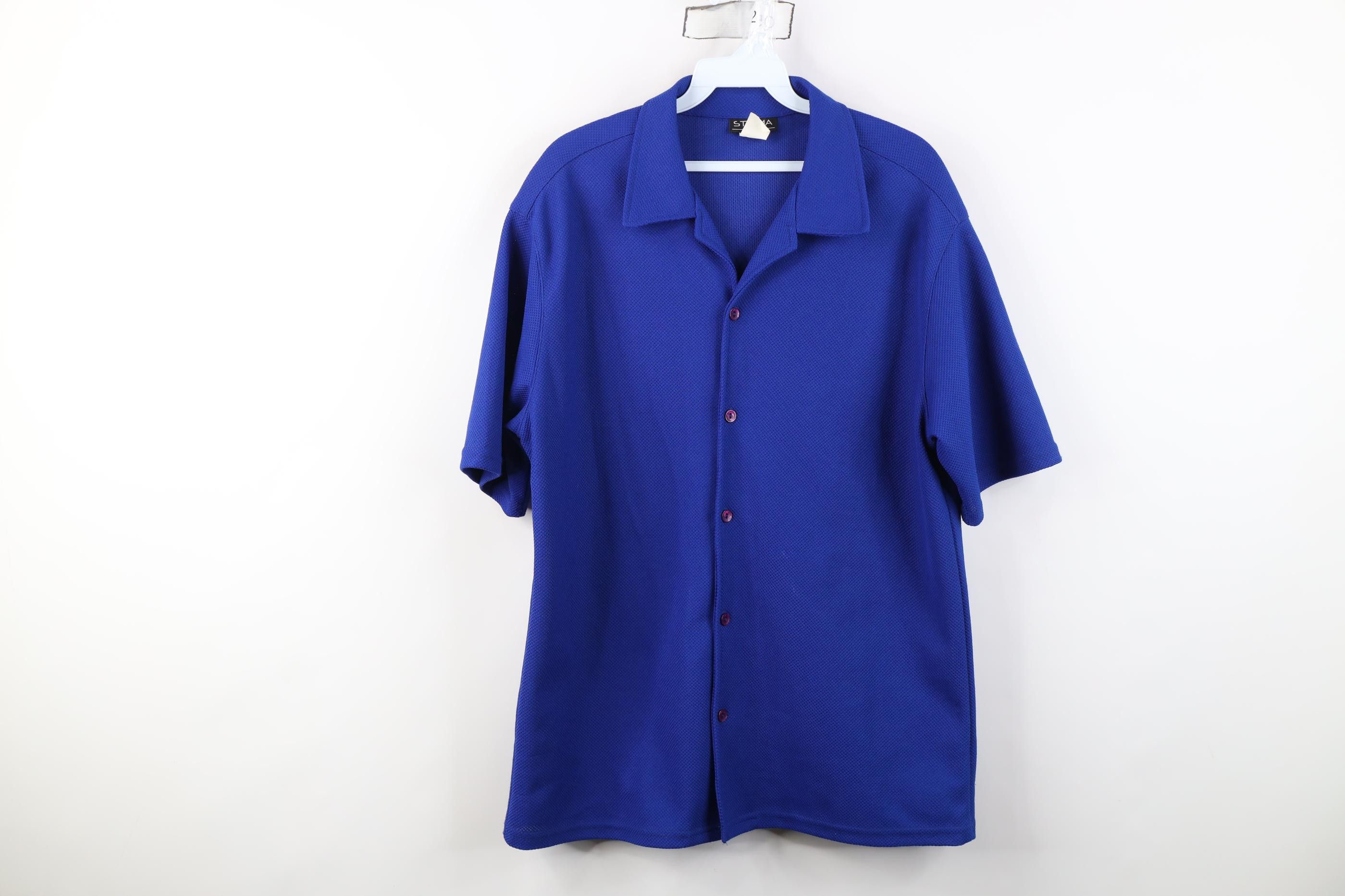 Vintage Vintage 90s Streetwear Camp Collar Button Shirt Blue USA Size US L / EU 52-54 / 3 - 1 Thumbnail