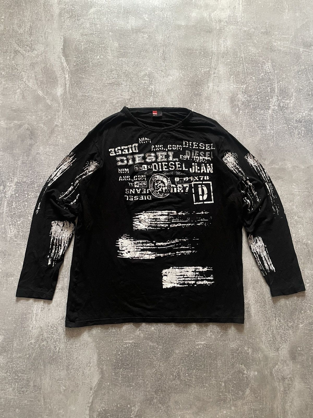 image of Vintage Diesel Avant Garde Longsleeve Fullprint Opium in Black, Men's (Size XL)