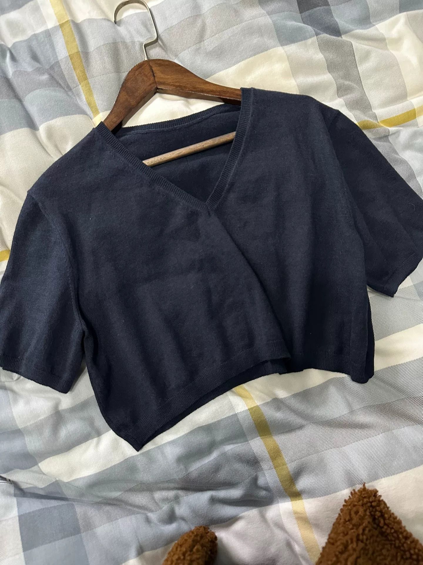 Short Knit Top in Deep Blue