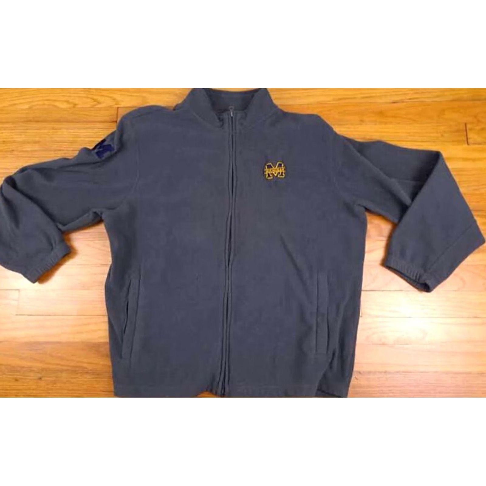 X-LARGE Michigan Wolverines Full Zip Embroidered Fleece Sweatshirt XL Men Grey Size US XL / EU 56 / 4 - 2 Thumbnail