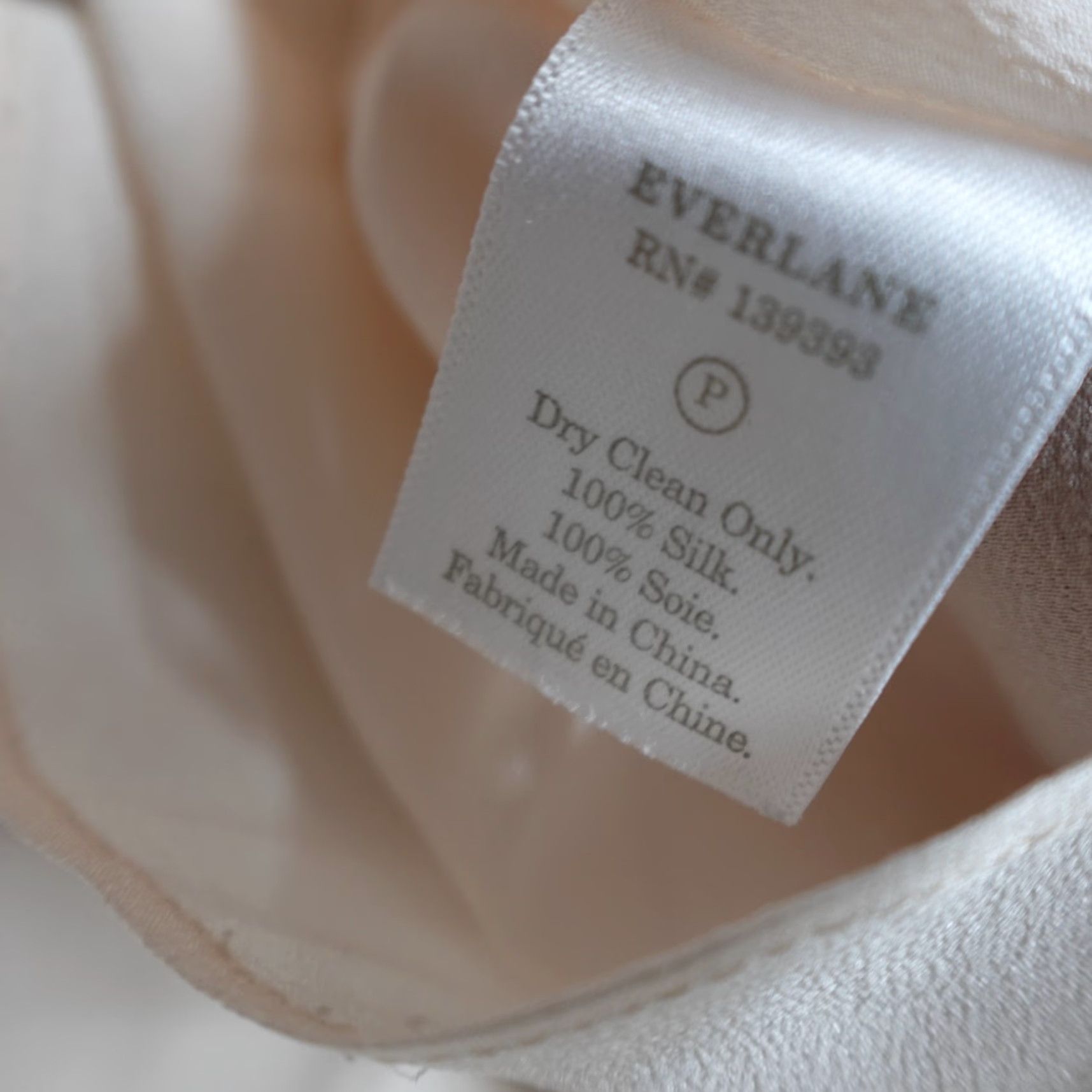 Everlane Everlane Women's Tank 14 Beige Ivory Pink Solid 100% Silk Sleeveless V-Neck Short Pullover Casual Size XL / US 12-14 / IT 48-50 - 3 Thumbnail