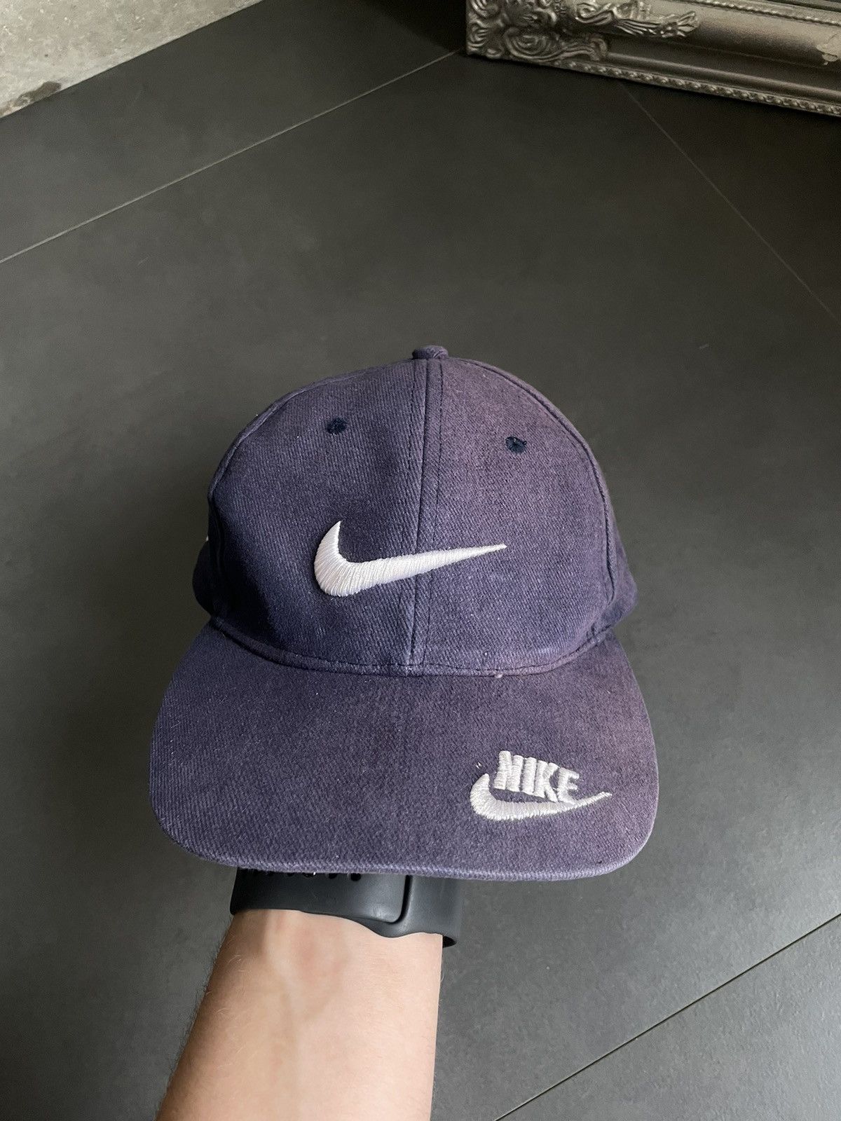 Nike × Vintage Vintage Nike Cap Made In Usa Sunfaded Swoosh Red Tab Y2k Size ONE SIZE - 6 Thumbnail