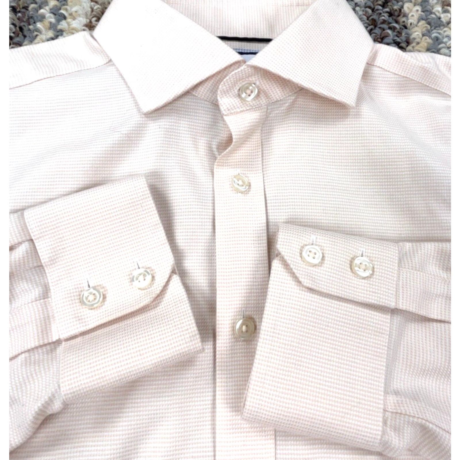 Charles Tyrwhitt Charles Tyrwhitt Shirt Men 16.5 35 Orange Button Up Slim Fit Houndstooth Plaid Shirt Size US XL / EU 56 / 4 - 3 Thumbnail
