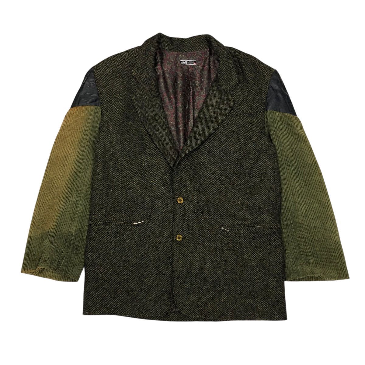 Japanese Brand 🔥VINTAGE PATCH WORK LEATHER WOOL JACKET JAGMEN ISSEY MIYAKE Size US M / EU 48-50 / 2 - 1 Thumbnail