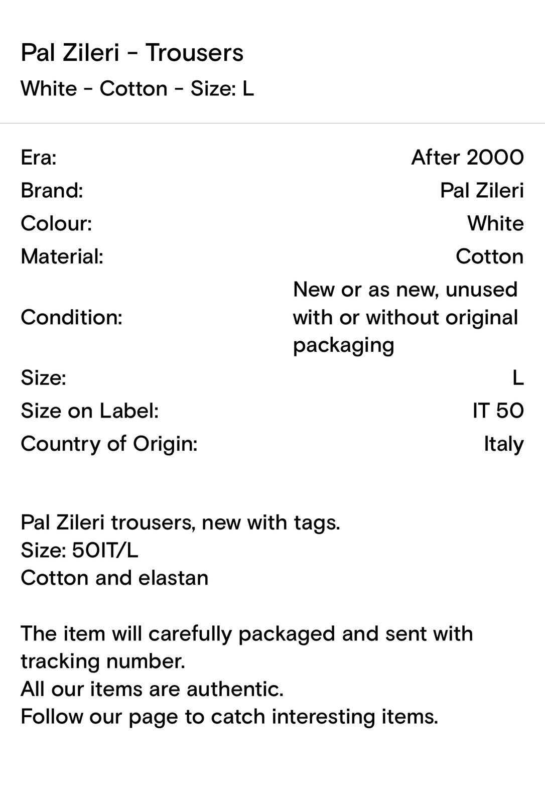 Pal Zileri Pal Zileri - Trousers White - Cotton - Size: L Size US 42 / EU 58 - 7 Thumbnail