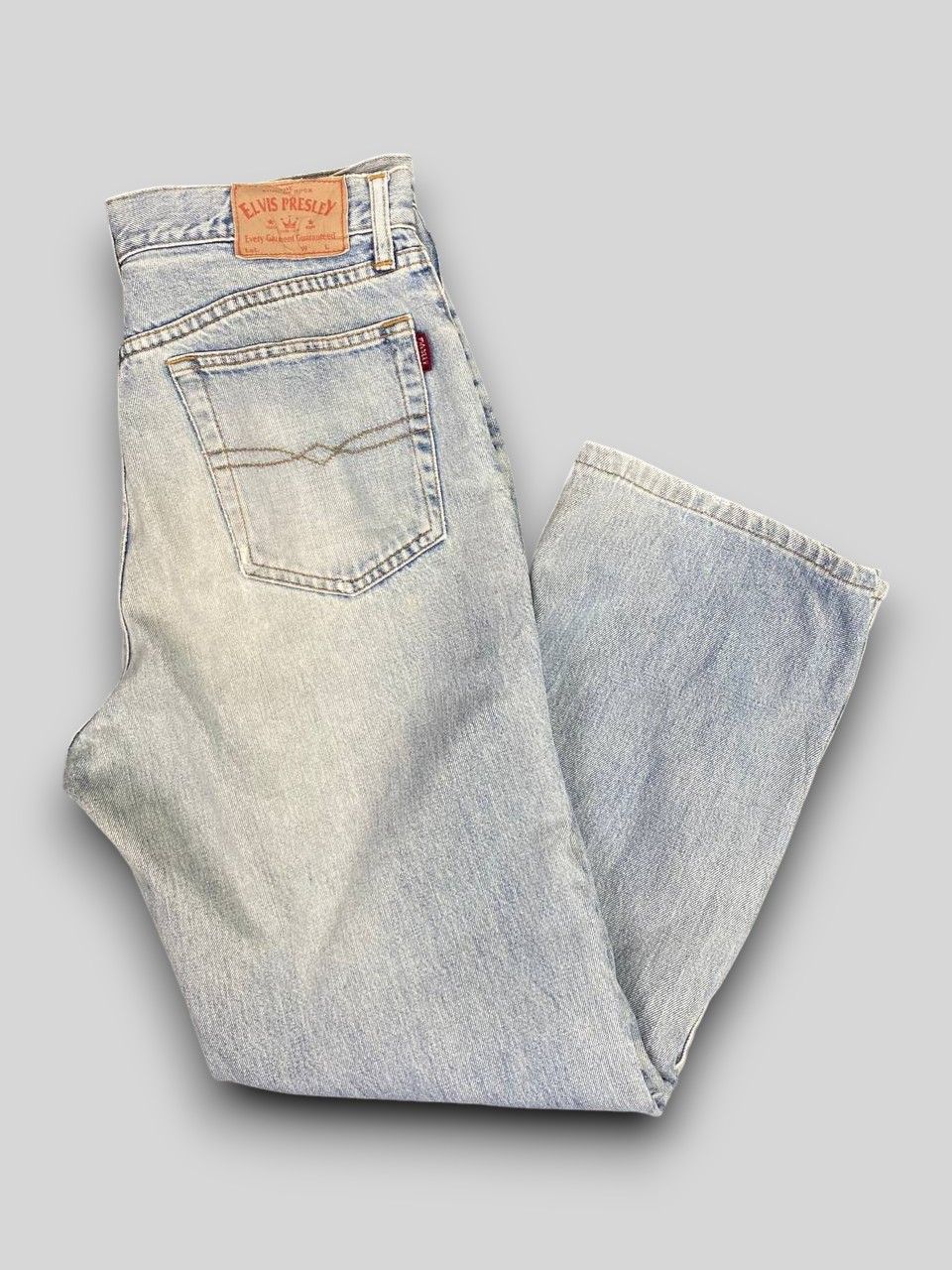 vintage elvis presley light wash distressed denim