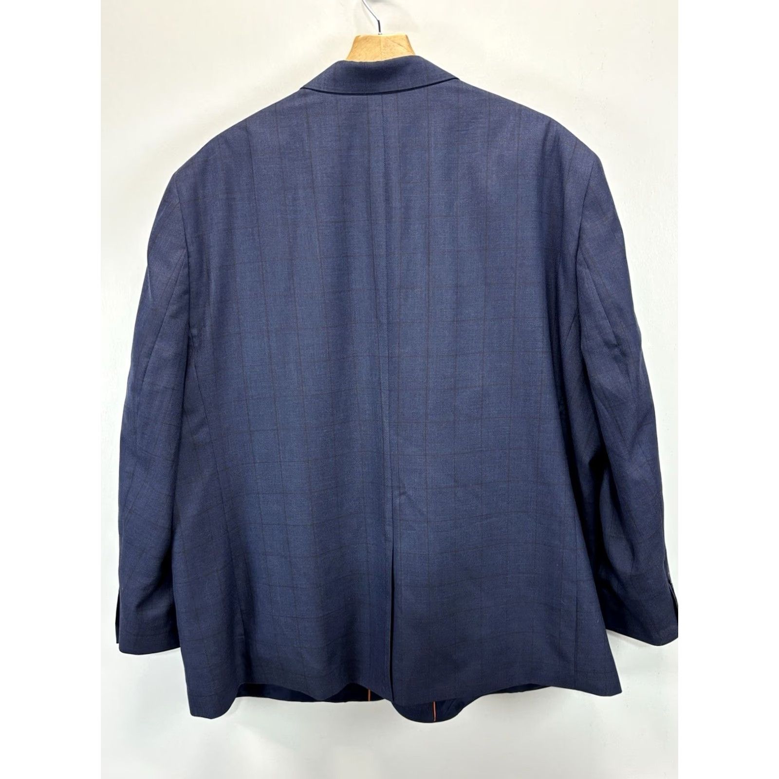 Vintage Oak Hill Blazer Sport Coat Mens 54L Big & Tall Blue Plaid 2 Button Career Check Shirt Size 54R - 4 Thumbnail