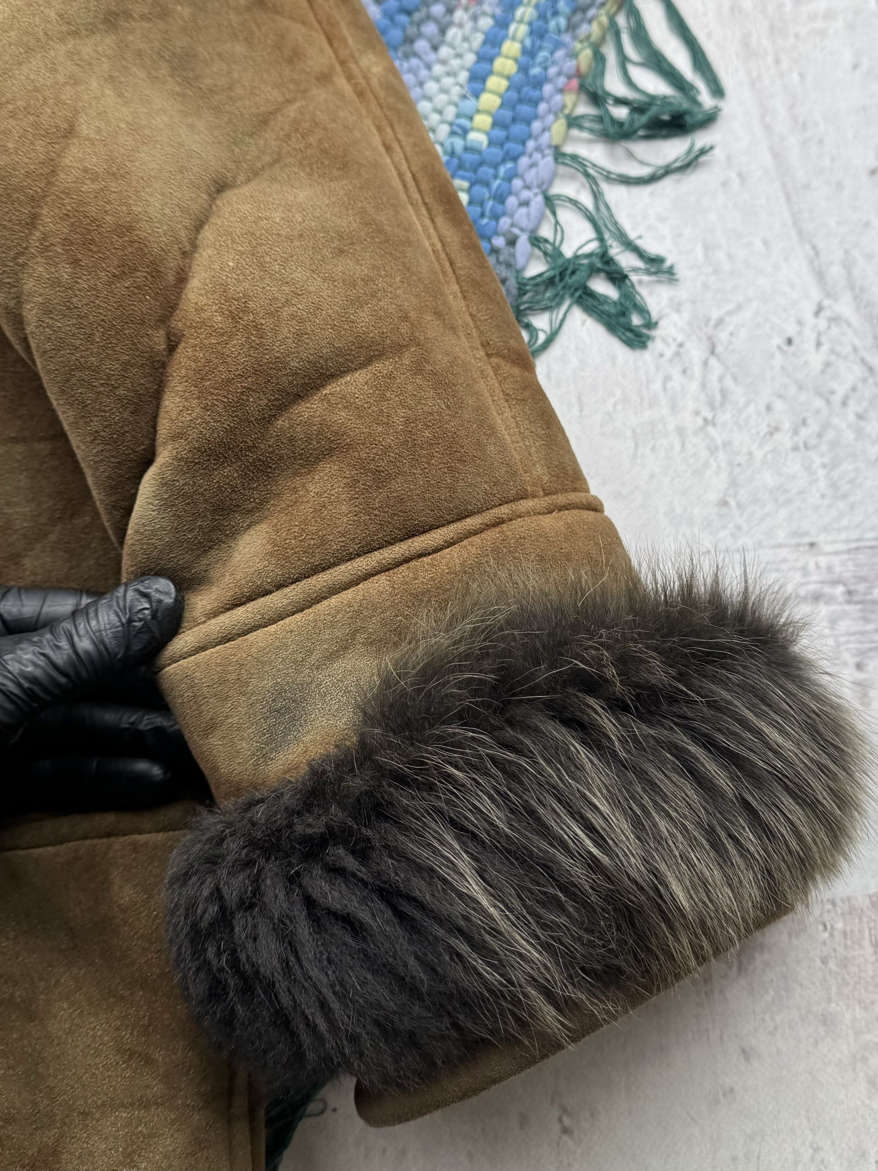 Vintage Vintage Faded Hooded Faux Sheepskin Coat A251(549) Size M / US 6-8 / IT 42-44 - 7 Thumbnail