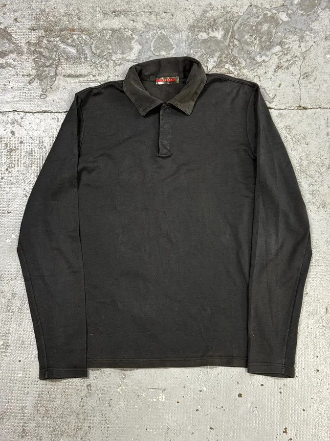 Prada 2000s Prada Linea Rossa Grey Classic Longsleeve Polo Size US S / EU 44-46 / 1 - 1 Thumbnail