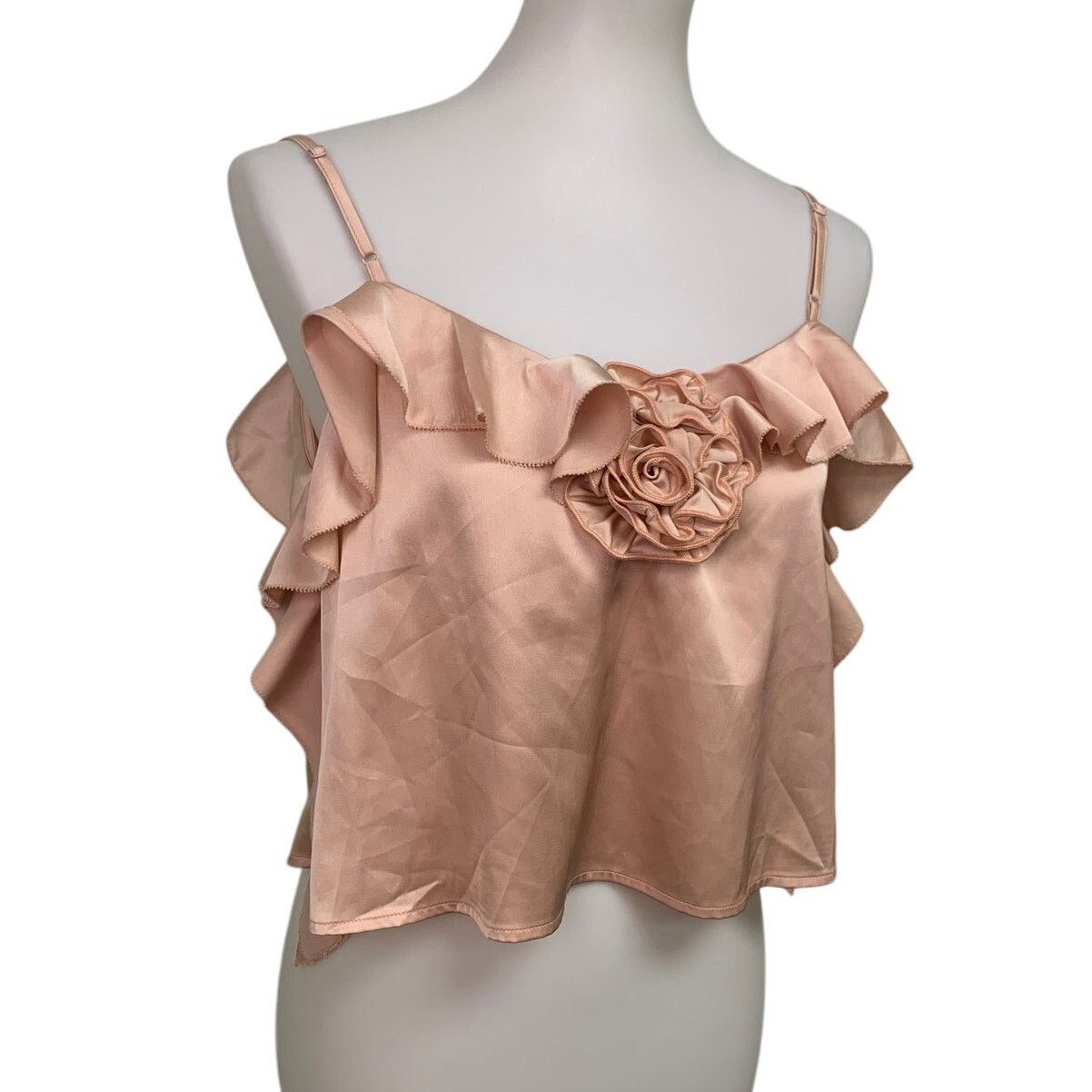 American Eagle Outfitters New American Eagle Womens Small Flower Ruffle Strap Tank Top Size S / US 4 / IT 40 - 1 Thumbnail