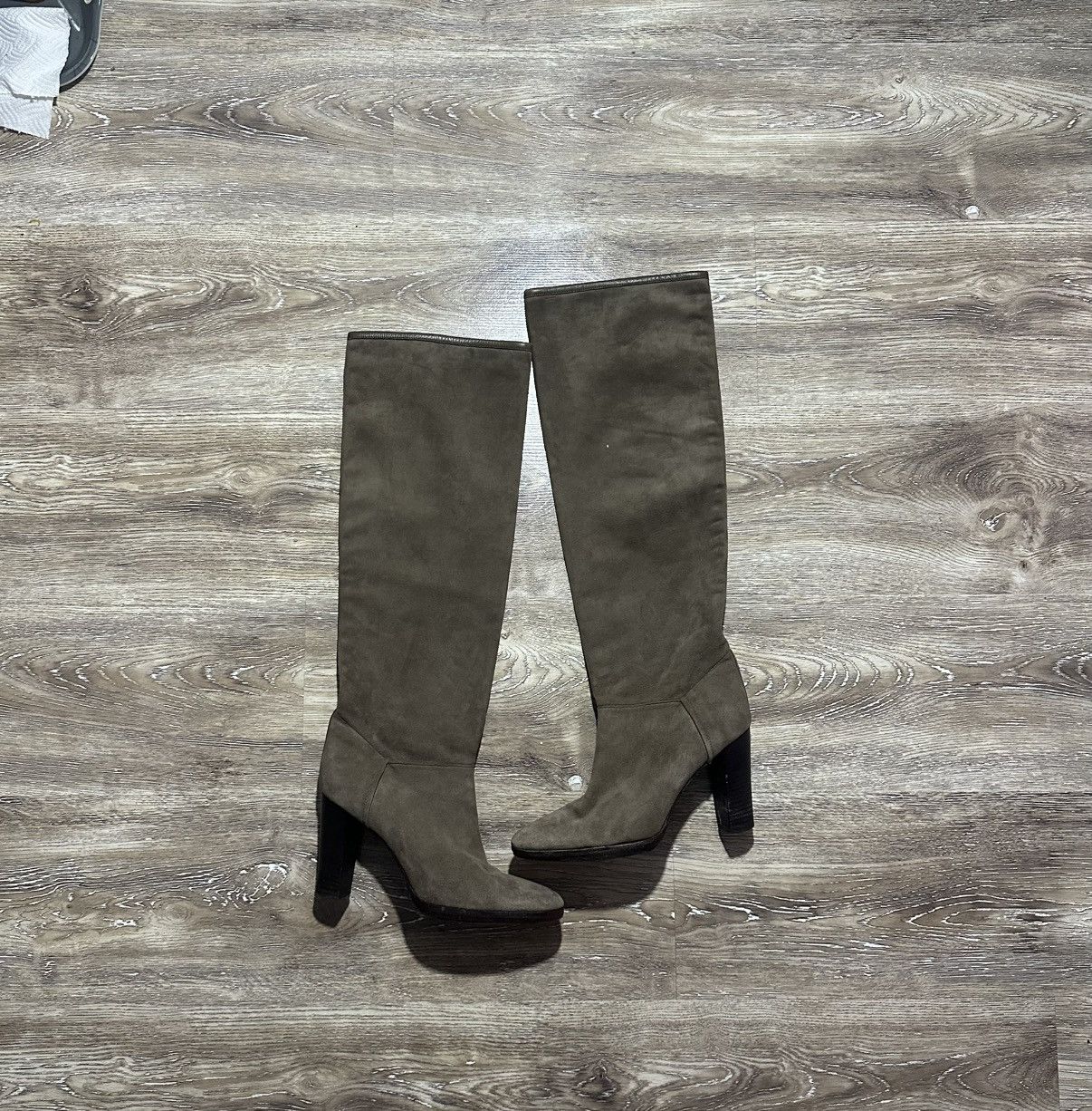 Loro Piana Brown Suede Leather Knee High Heel Shoes Riding Boots, Women's (Size 10)