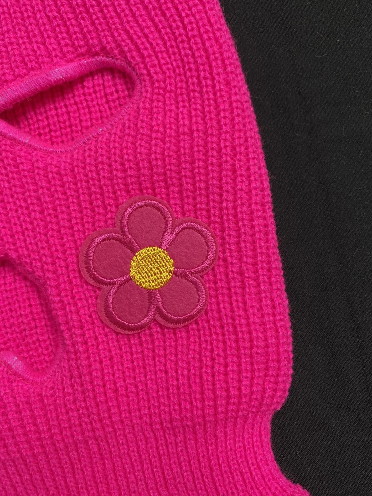 Designer Rare Flower Graphic Balaclava Ski Mask Rose Red OS Size ONE SIZE - 5 Thumbnail
