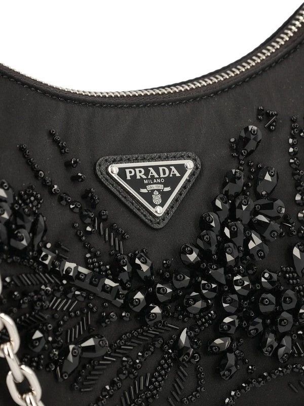 Prada PRADA Re-Nylon Mini Black Embroidered Shoulder Bag Size ONE SIZE - 4 Thumbnail