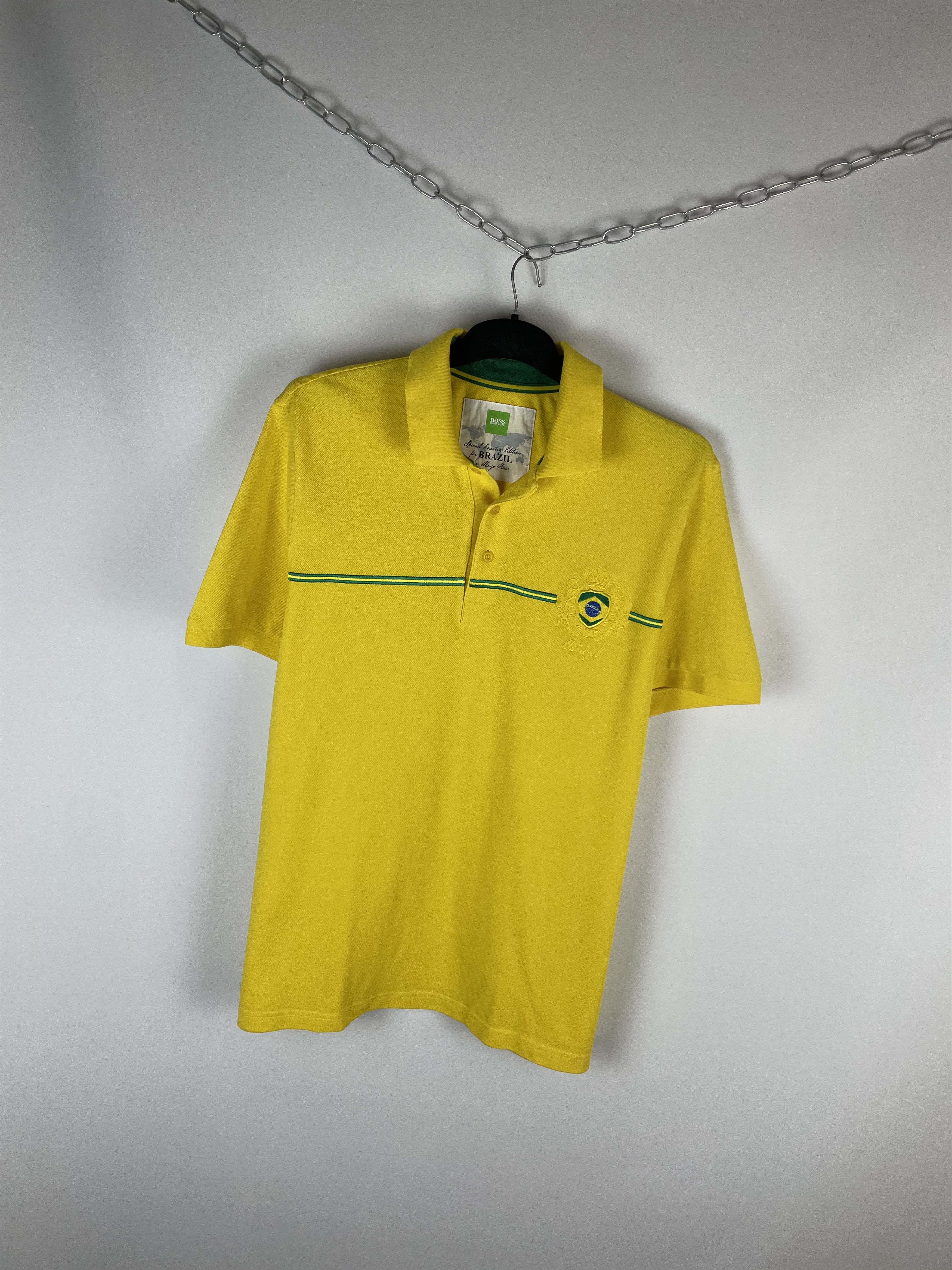 Hugo Boss Hugo Boss Yellow Brazil Polo T Shirt Logo Ralph Lauren style Size US XXL / EU 58 / 5 - 2 Thumbnail