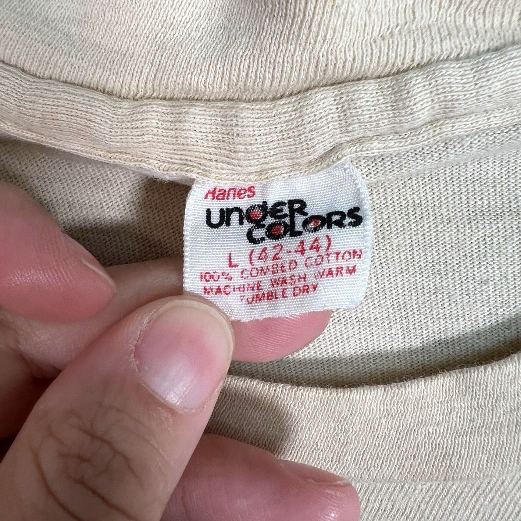 Hanes VINTAGE Average White Band Show Your Hand Shirt Adult Large Beige Mens Size US L / EU 52-54 / 3 - 6 Thumbnail