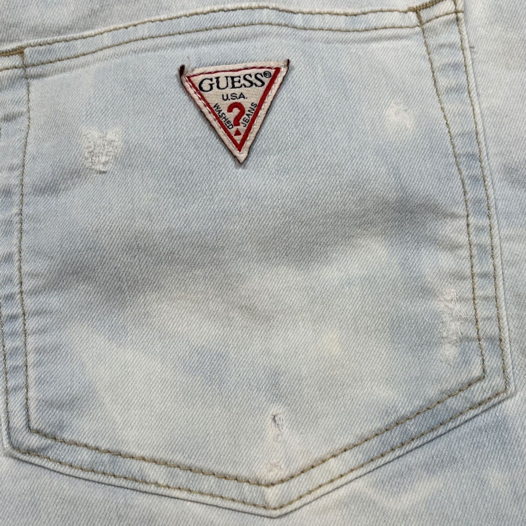 Guess Vintage Guess Jeans Women’s 32 1981 Light Wash Crop Stretch 3 Zip Thrashed Size 24" / US 00 / IT 34 - 7 Thumbnail