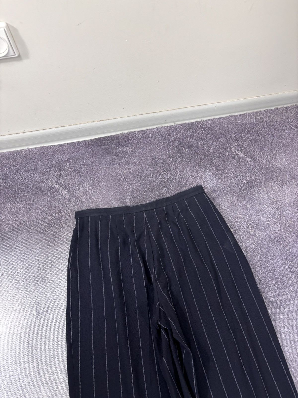 Armani Collezioni Armani Collezioni Women’s Navy Blue Striped Wool Pants Size 32" / US 10 / IT 46 - 15 Thumbnail