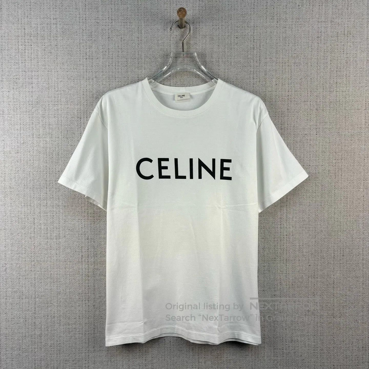 Celine Celine Solid Color Large Logo Crew Neck Tee. Size M / US 6-8 / IT 42-44 - 1 Thumbnail