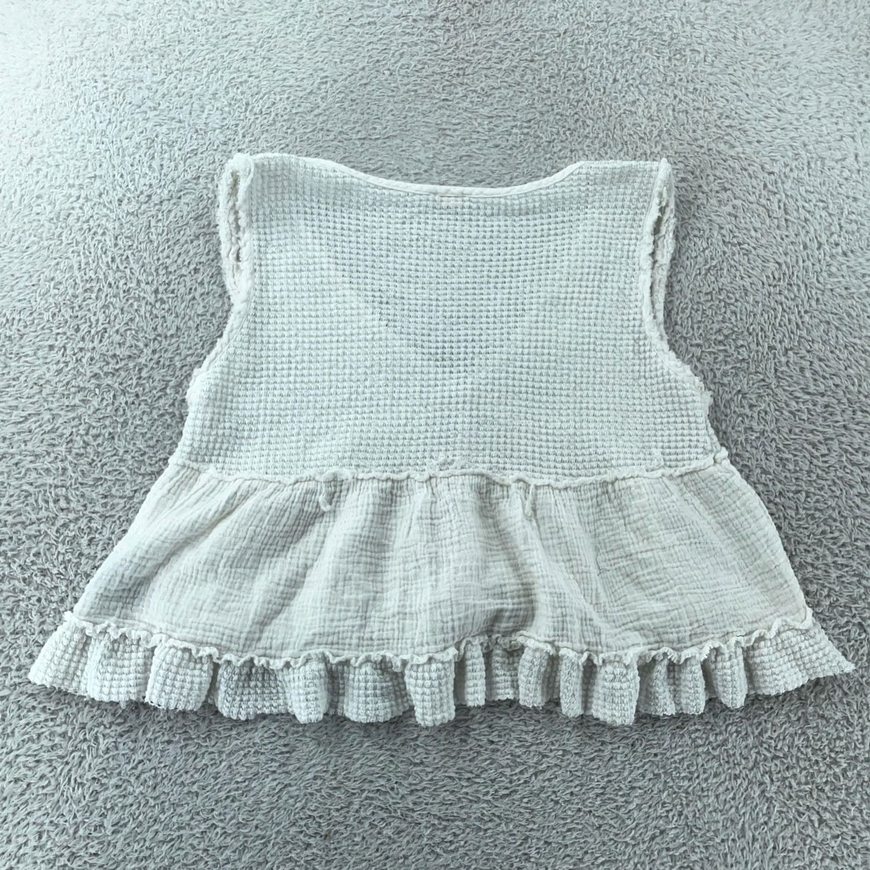 Vintage POL Shirt Womens Large White Sleeveless Peplum Ruffle Gauze V Neck Camisole Tank Size L / US 10 / IT 46 - 3 Thumbnail