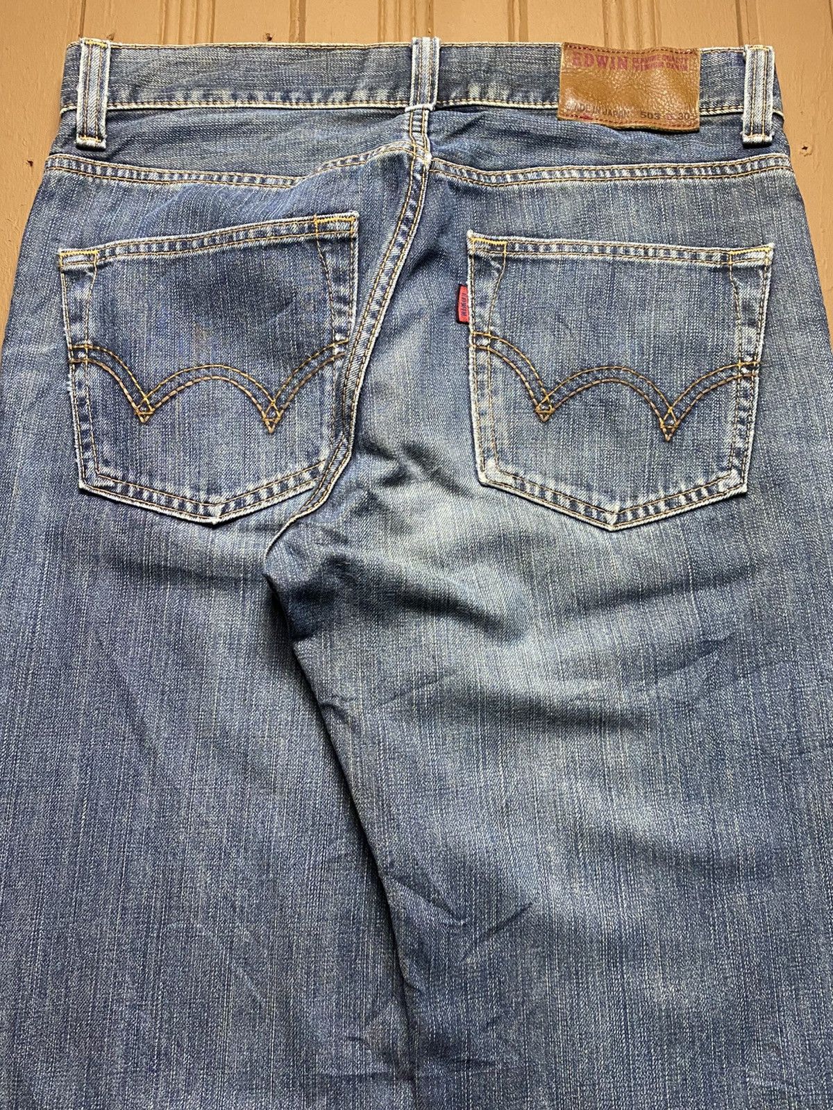 Japanese Brand Vintage Edwin 503 Premium Japan Distressed Loose Jeans Size US 32 / EU 48 - 4 Thumbnail