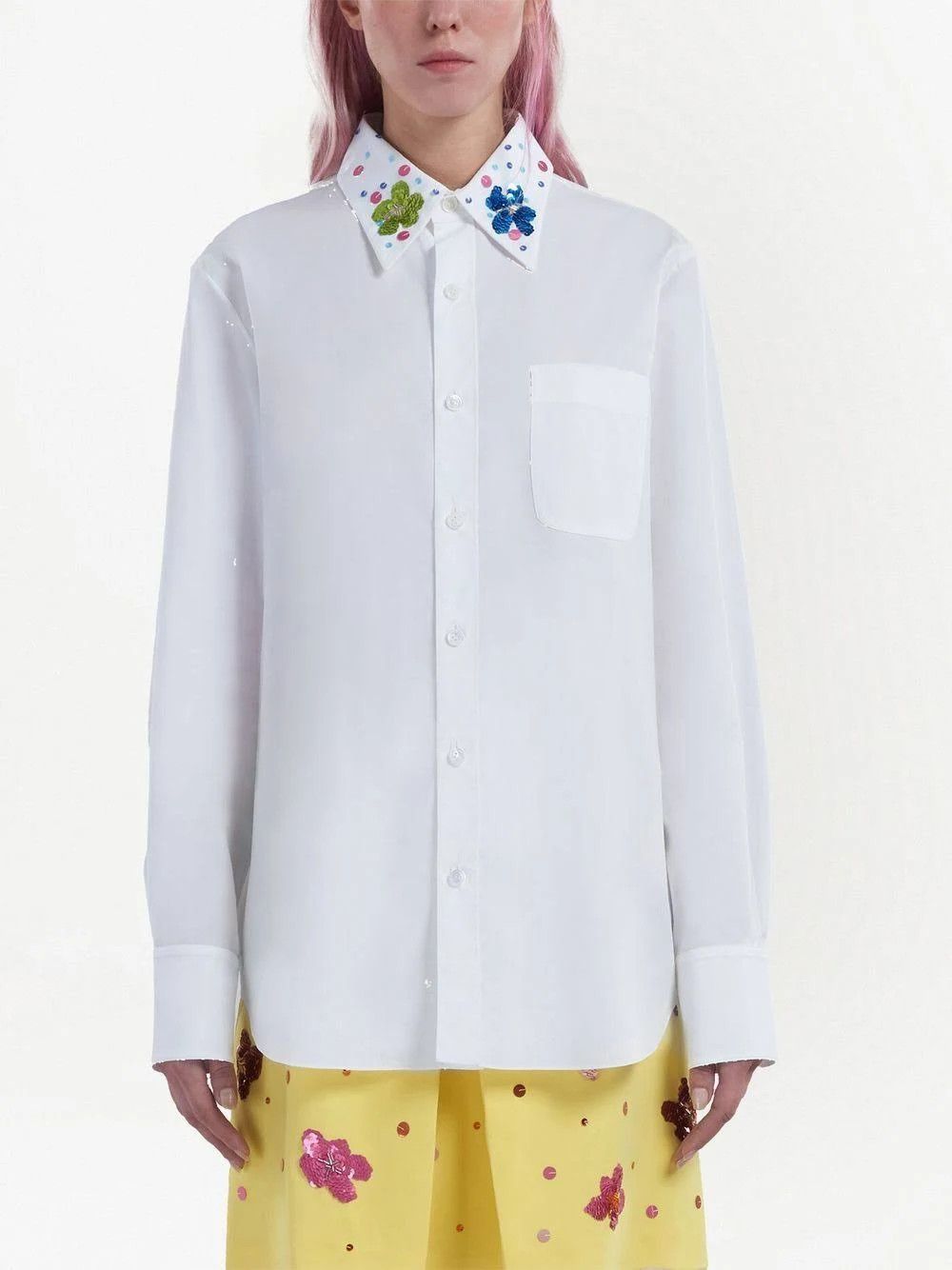 Marni o1srvl11e0624 Shirt in White Size L / US 10 / IT 46 - 2 Thumbnail