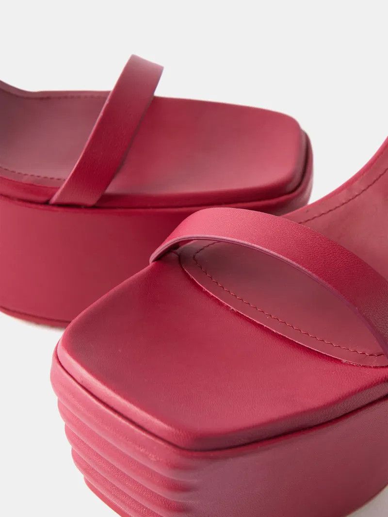 Rick Owens o1y0126 Leather Ankle Strap Sandals in Magenta Size US 8 / IT 38 - 3 Thumbnail
