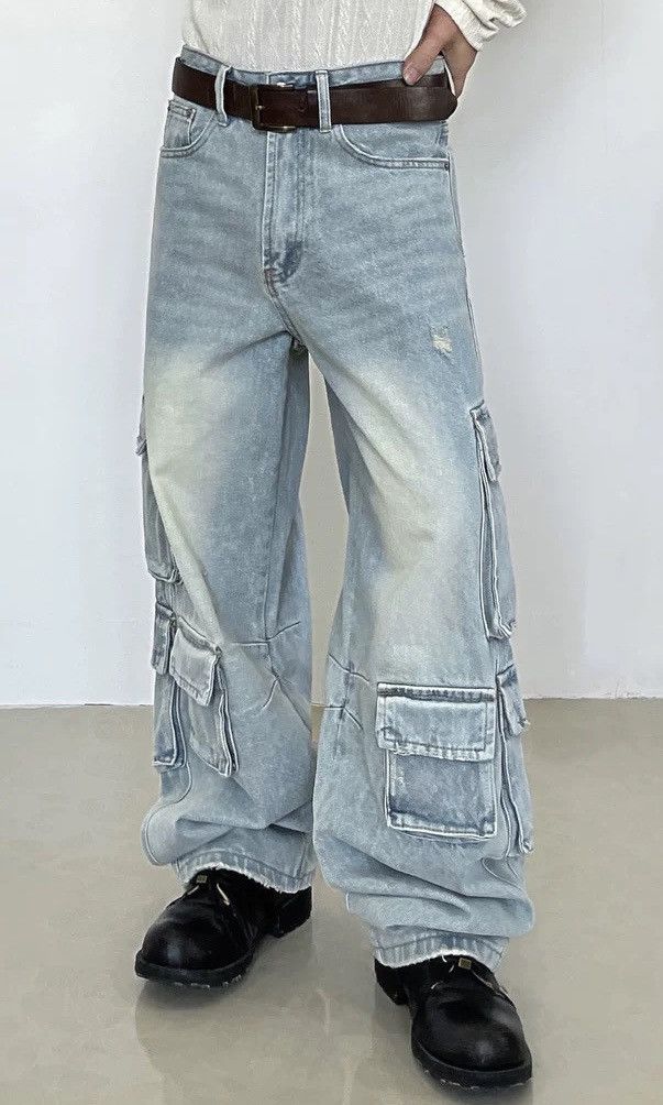 Japanese Brand × Jean Multi pocket utility grunge washed cargo loose fit jeans Size US 33 - 3 Thumbnail