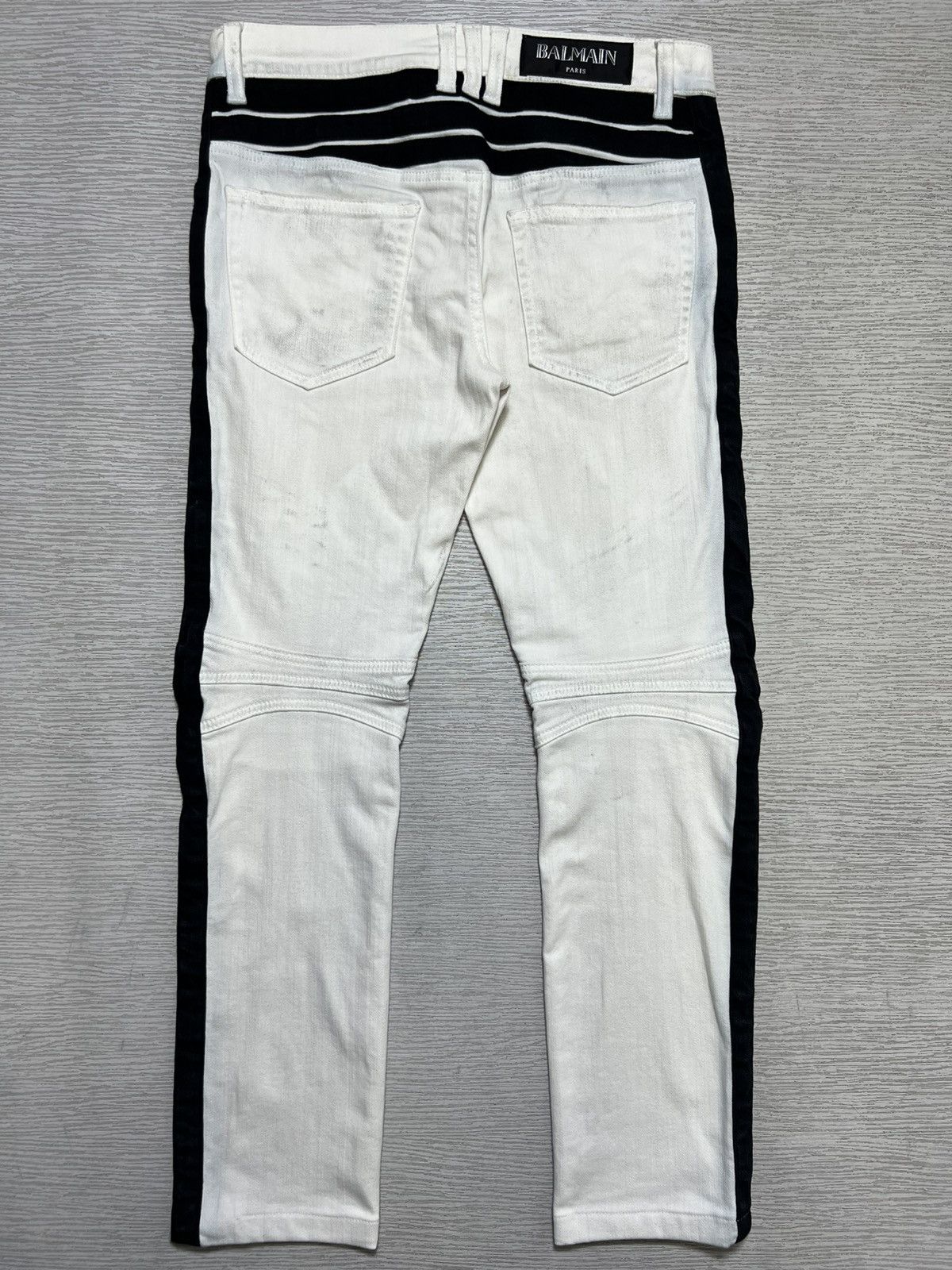 Balmain Balmain - S/S 15’ - White/Black Biker Jeans Size US 29 - 4 Thumbnail
