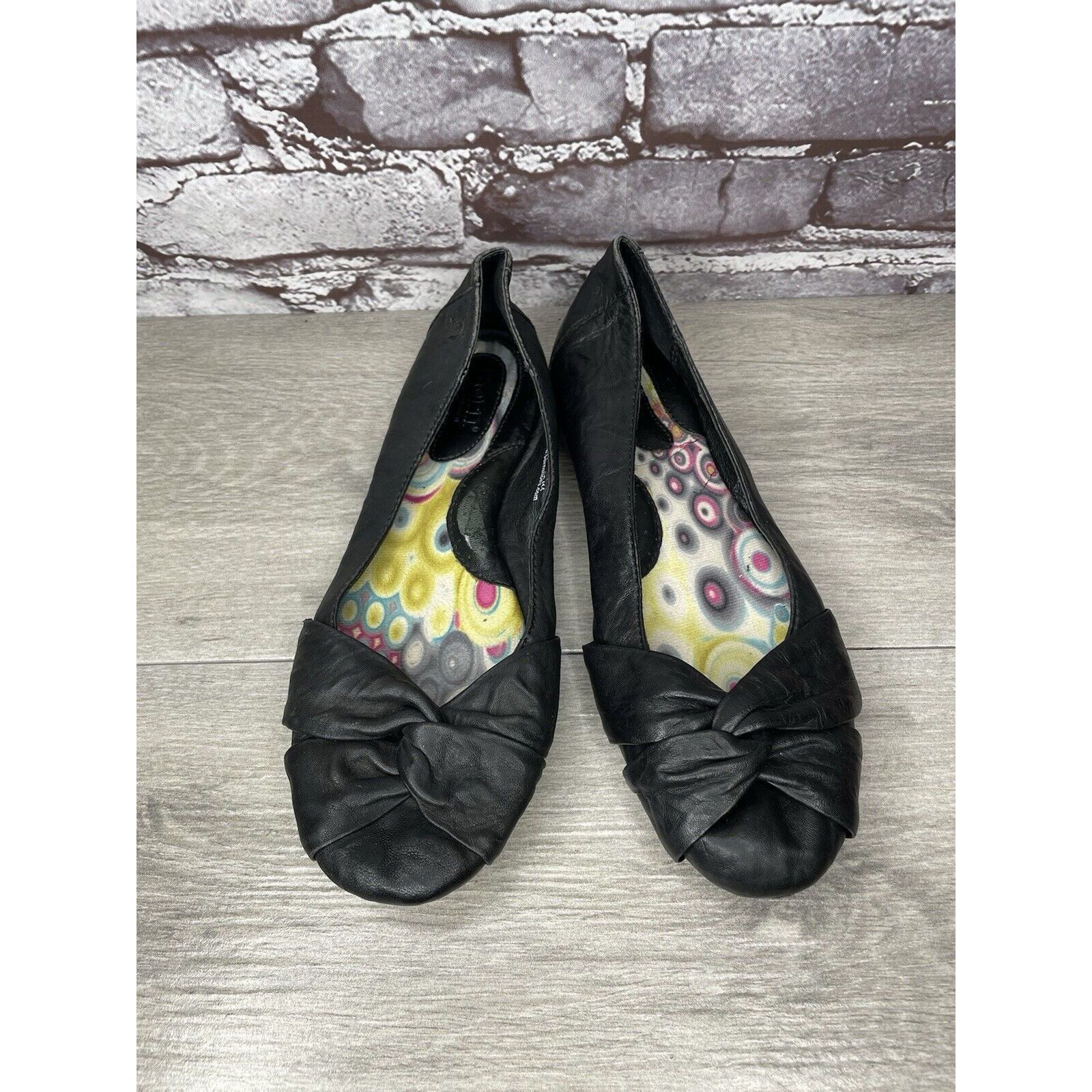 Born Born Lily W32114 Black Leather Vamp Accented Knot Ballet Fla Size US 8 / IT 38 - 17 Thumbnail