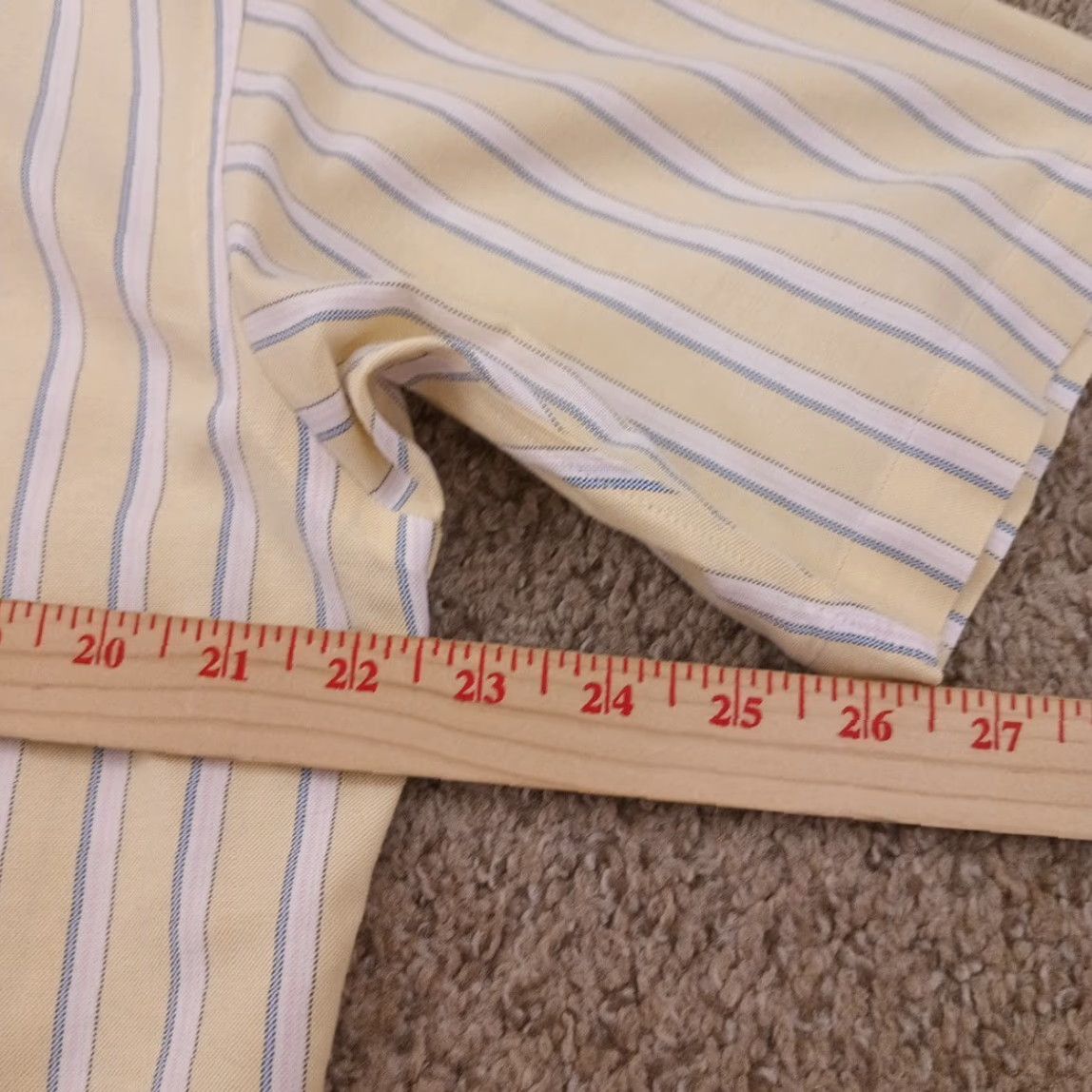 Lands' End Lands' End Oxford Shirt Mens 15.5 Yellow Striped Short Sleeve Button-Down Cotton Shirt Mens Size US L / EU 52-54 / 3 - 6 Thumbnail