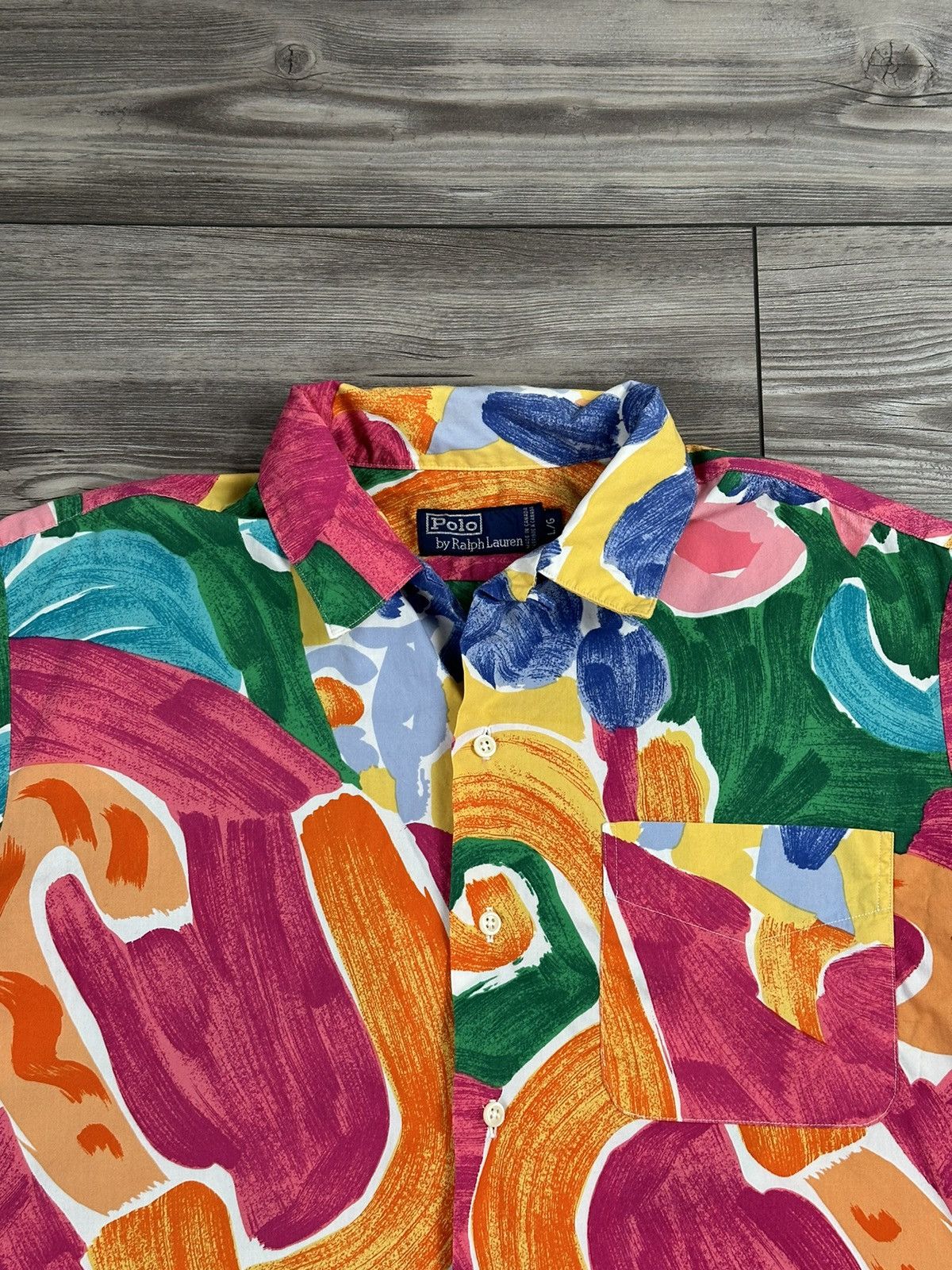 Polo Ralph Lauren × Vintage Vintage Polo Ralph Lauren Abstract Paint Stroke Button Up Size US L / EU 52-54 / 3 - 3 Thumbnail