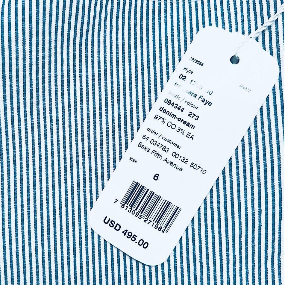 Akris Akris Punto Striped Blue/White Faye Boot-Cut Pants | Size 6 Size 28" / US 6 / IT 42 - 6 Thumbnail