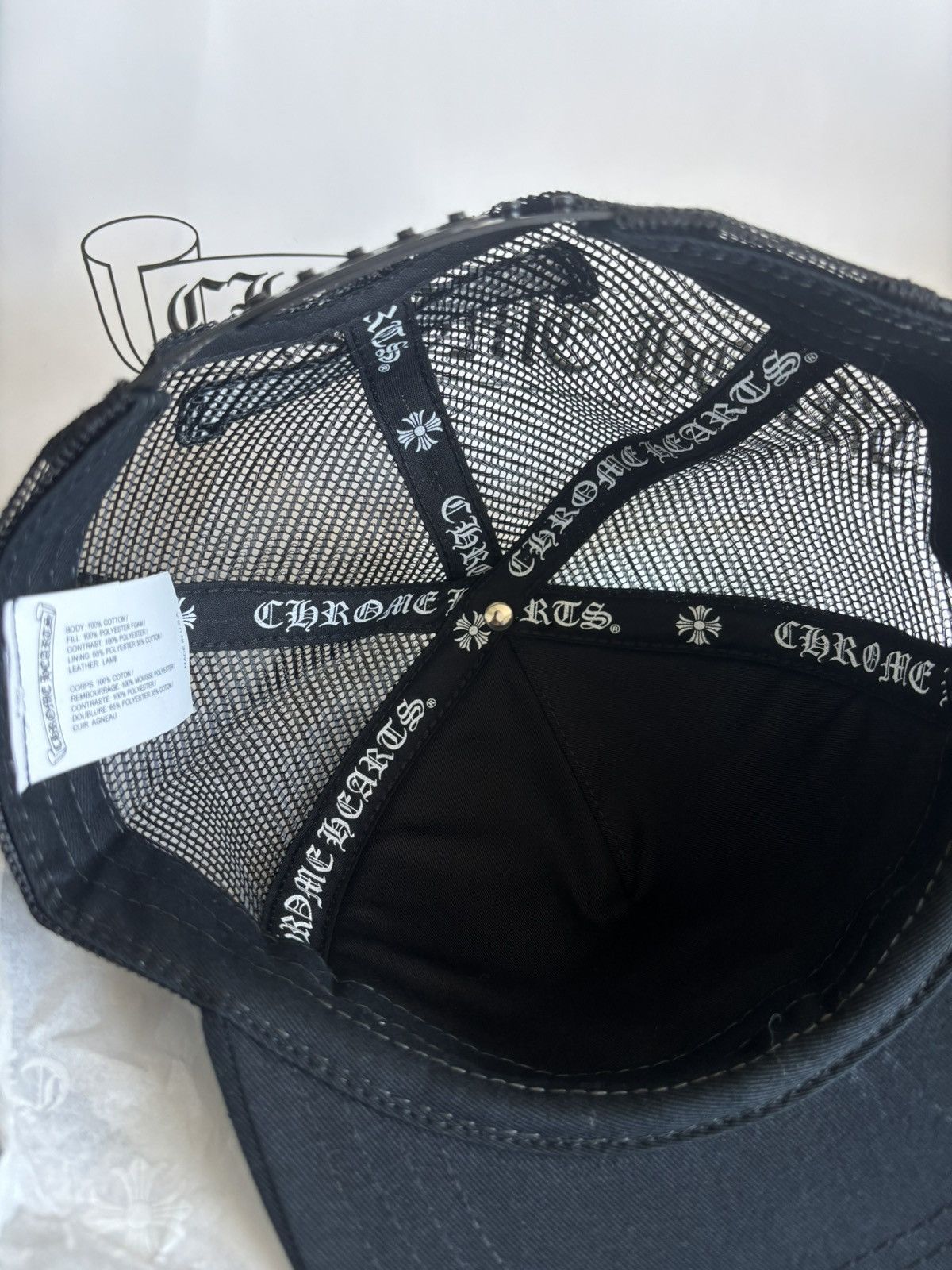 Chrome Hearts Triple Black leather cemetery cross patch trucker hat Size ONE SIZE - 9 Thumbnail