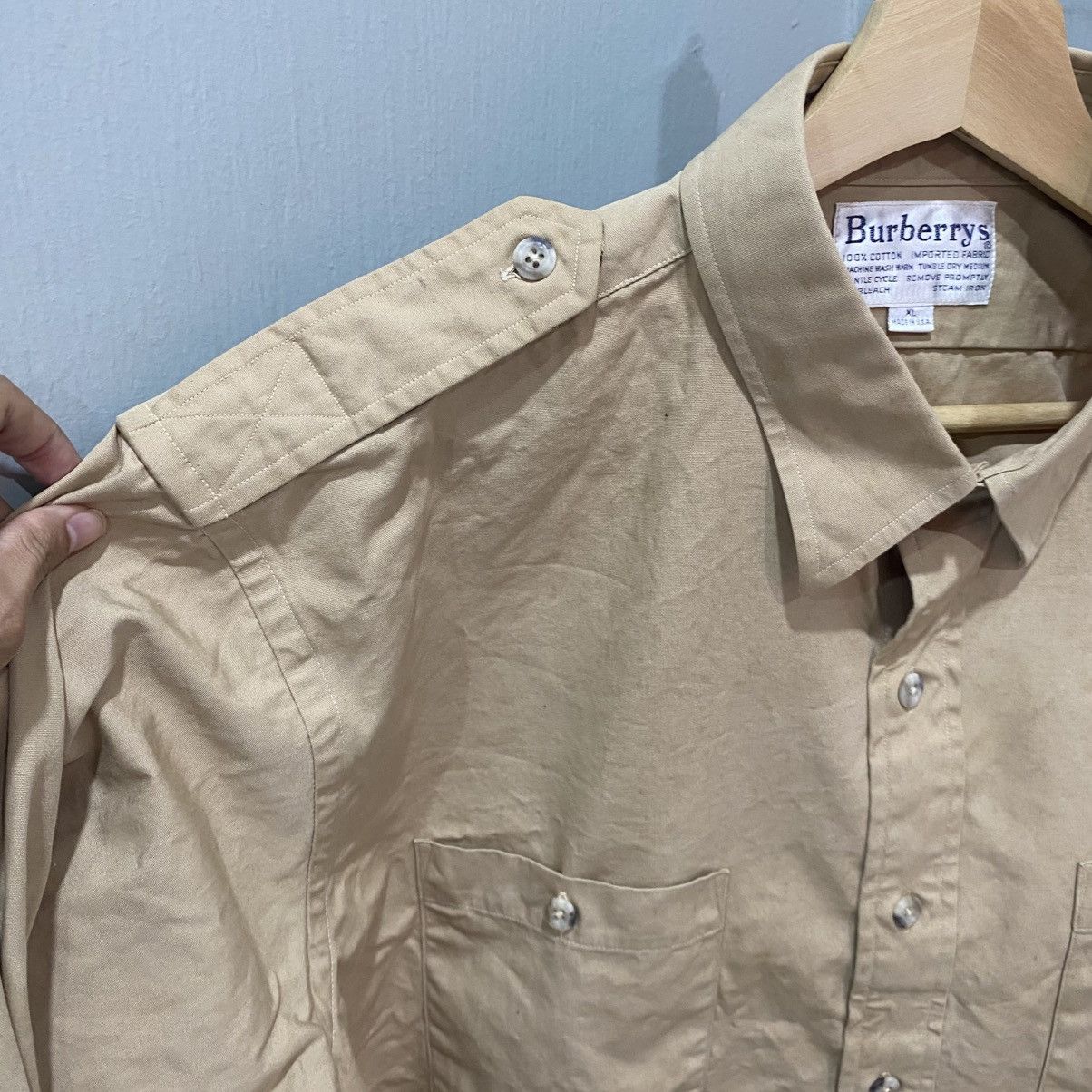 Burberry Vintage Burberrys Khaki Military Safari Work Shirt Epaulets Size US XL / EU 56 / 4 - 6 Thumbnail