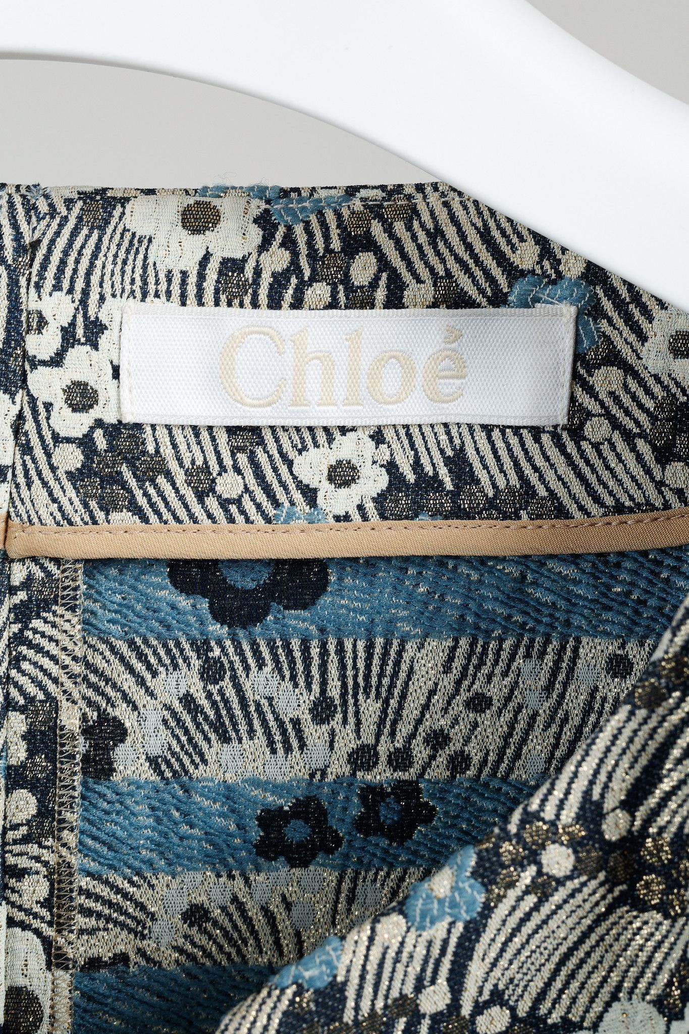 Chloe Chloe Blue and Gold Floral Brocade Boxy Cropped Jacket Size M / US 6-8 / IT 42-44 - 4 Thumbnail