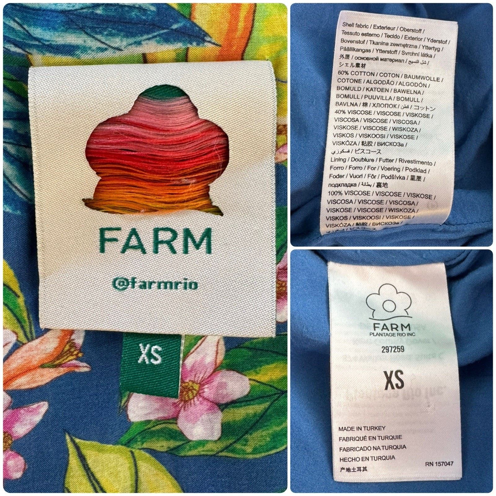 Farm Rio FARM RIO Star Fruits Tropical Puff Sleeve Midi Boho Dress XS Size XS / US 0-2 / IT 36-38 - 12 Thumbnail
